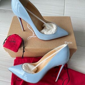 Christian Louboutins Pigalle Follies 100 patent sky. Brand new 7